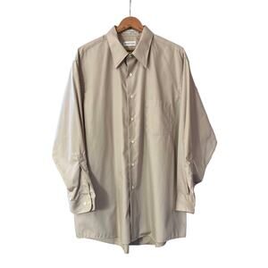 Van Heusen Men's Tan Poplin Long Sleeve Button-Up Dress Career Shirt SZ 17 1/2
